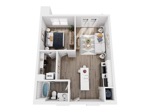 Floor plan for 1 bed, 1 bath, 655 sqft